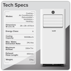 5-in-1 Portable Air Conditioner with Window Sealing Kit 9,000Btu/hr - White DH414