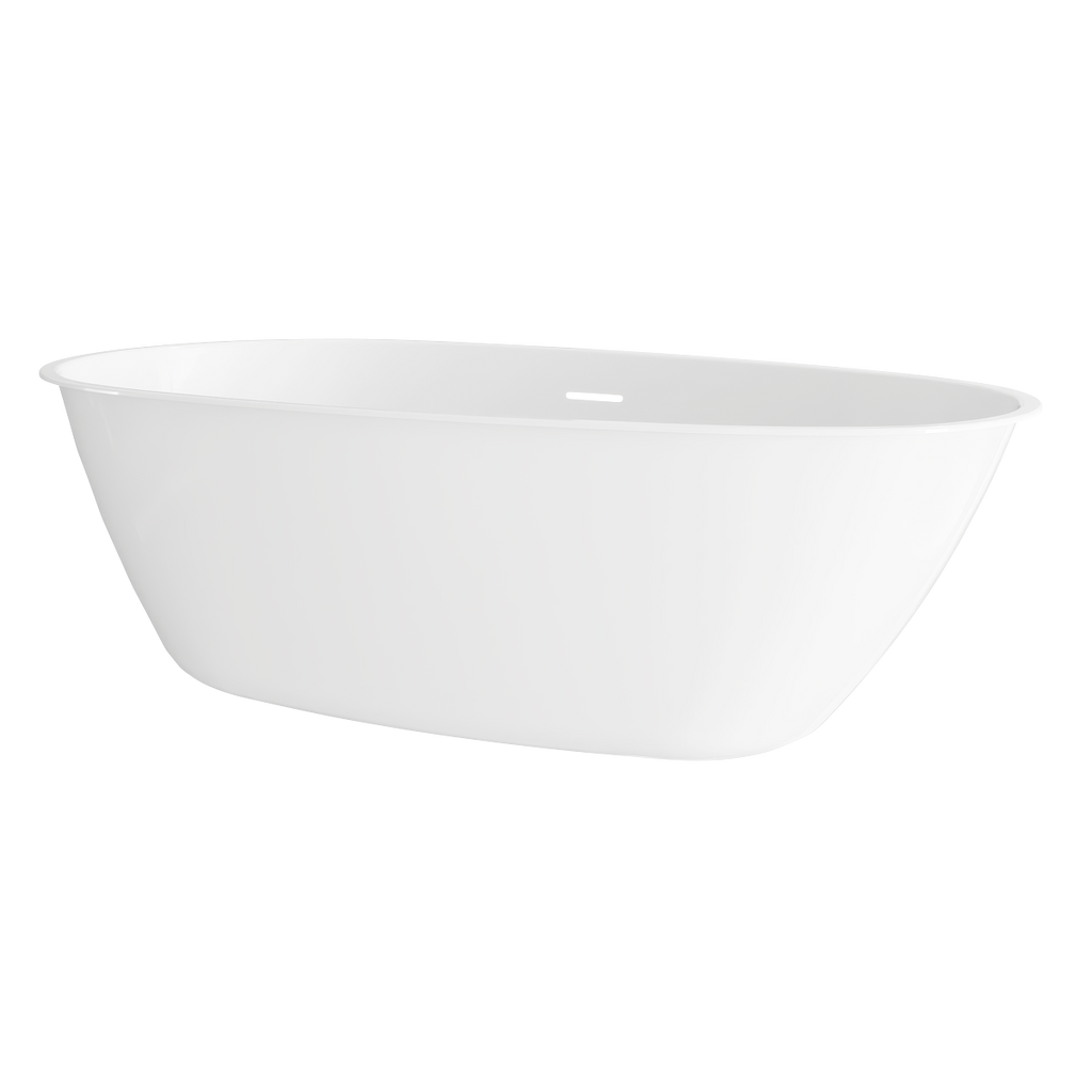 Double-Ended Slim Rim Bath with Overflow System 160cm – Gloss White DH417