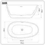 Double-Ended Slim Rim Bath with Overflow System 170cm - Gloss White DH418