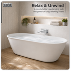 Double-Ended Slim Rim Bath with Overflow System 170cm - Gloss White DH418