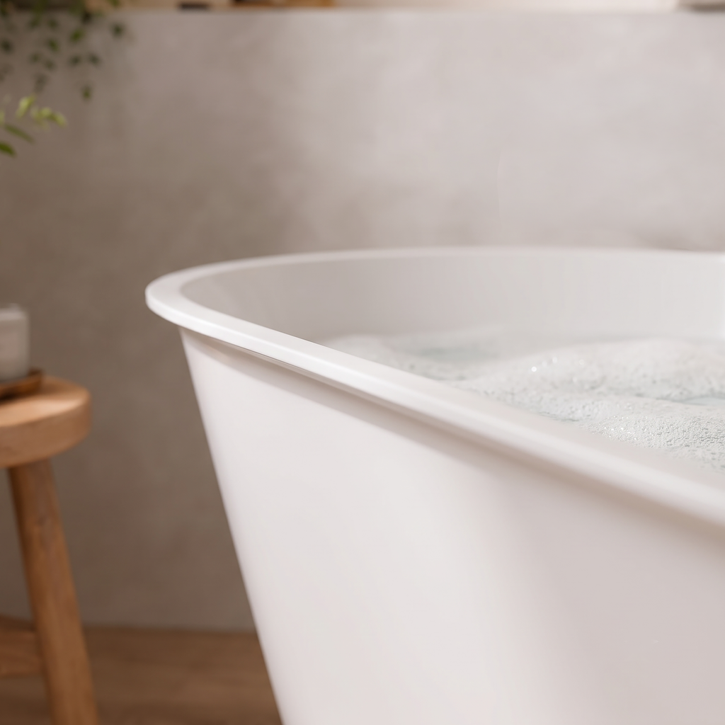 Double-Ended Slim Rim Bath with Overflow System 170cm - Gloss White DH418