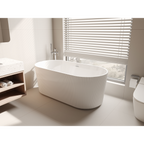 Double-Ended Fluted Design Bath with Slim Rim 150cm – Gloss White DH419