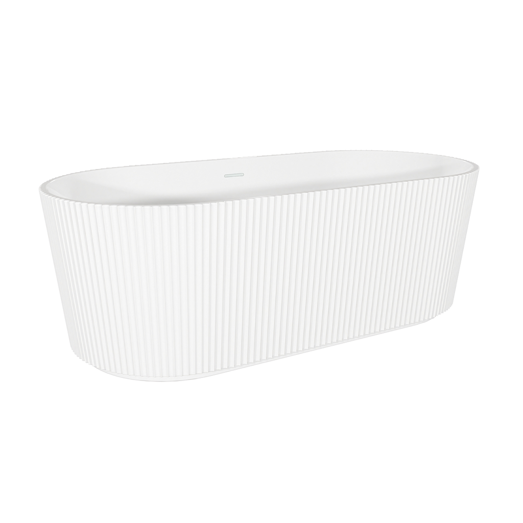 Double-Ended Fluted Design Bath with Slim Rim 150cm – Gloss White DH419