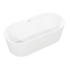 Double-Ended Fluted Design Bath with Slim Rim 150cm – Gloss White DH419