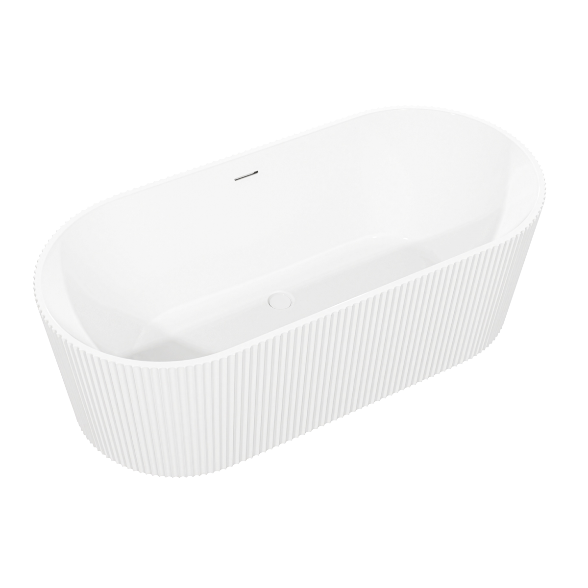 Double-Ended Fluted Design Bath with Slim Rim 150cm – Gloss White DH419