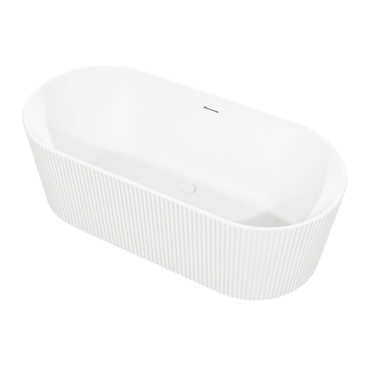 Double-Ended Fluted Design Bath with Slim Rim 150cm – Gloss White DH419