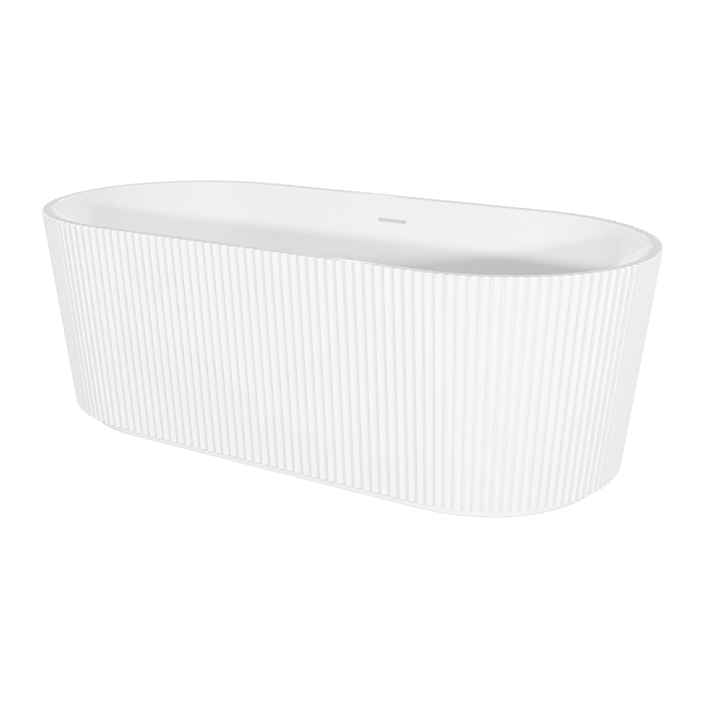 Double-Ended Fluted Design Bath with Slim Rim 150cm – Gloss White DH419