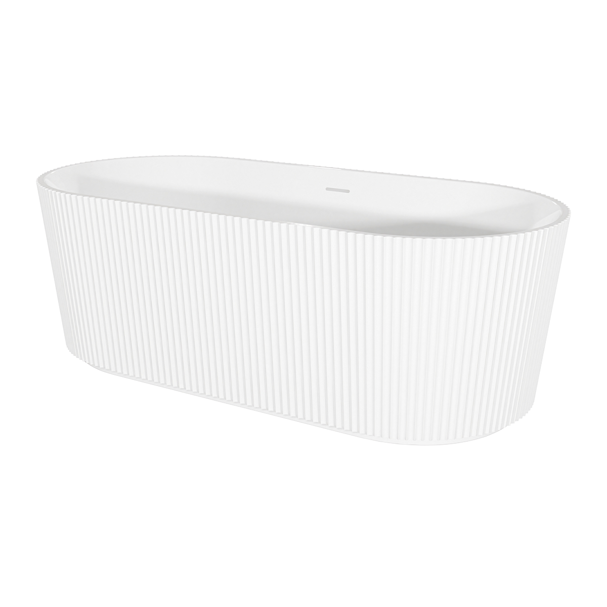 Double-Ended Fluted Design Bath with Slim Rim 150cm – Gloss White DH419