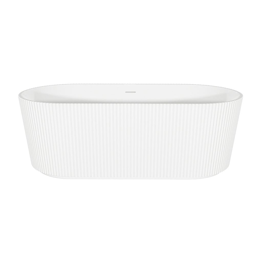 Double-Ended Fluted Design Bath with Slim Rim 150cm – Gloss White DH419