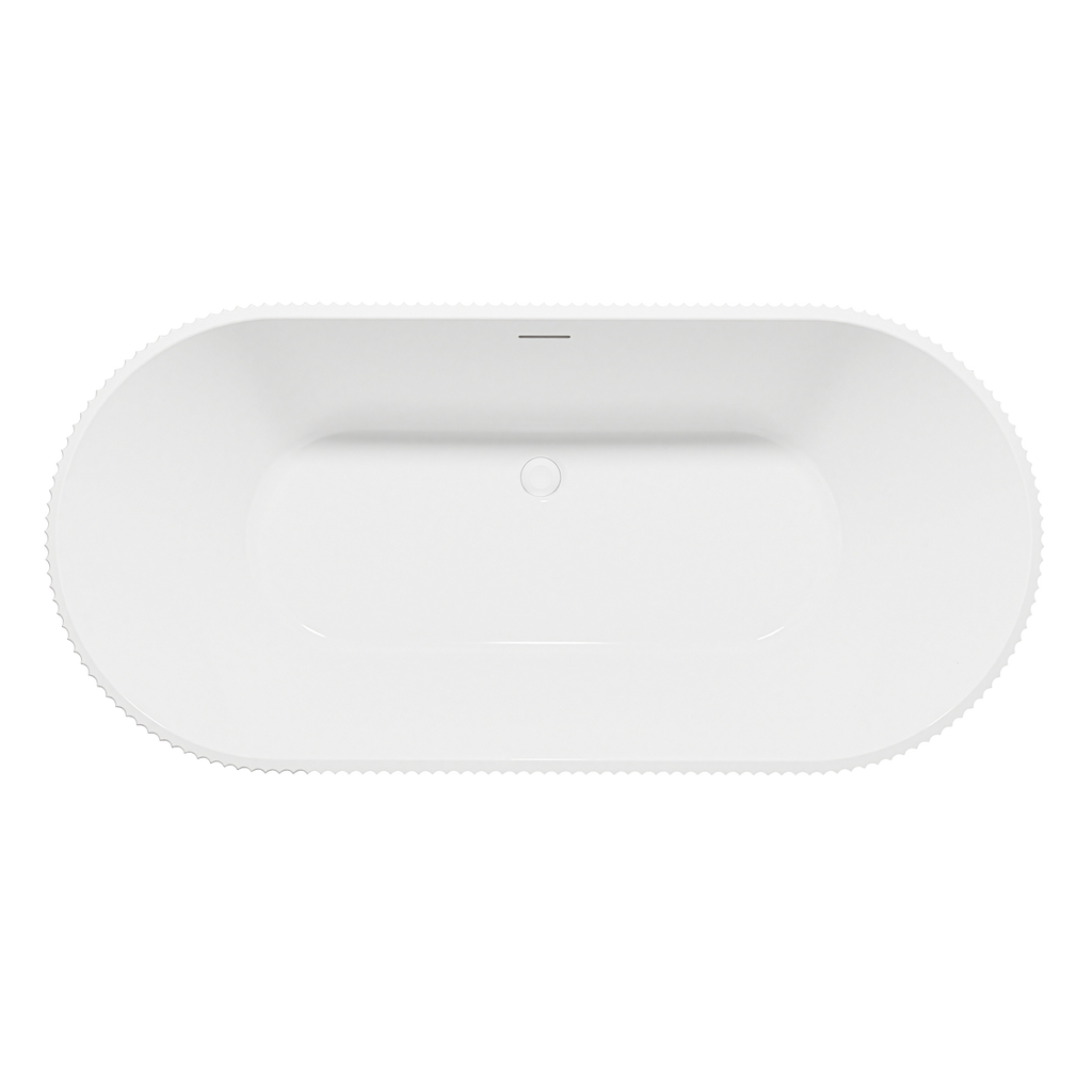 Double-Ended Fluted Design Bath with Slim Rim 150cm – Gloss White DH419