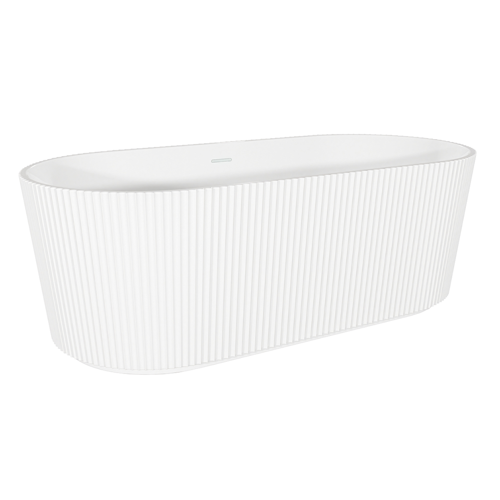 Double-Ended Fluted Design Bath with Slim Rim 168cm – Gloss White DH420