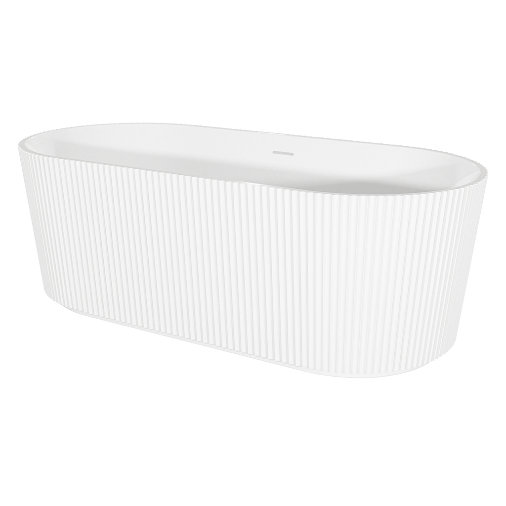 Double-Ended Fluted Design Bath with Slim Rim 168cm – Gloss White DH420