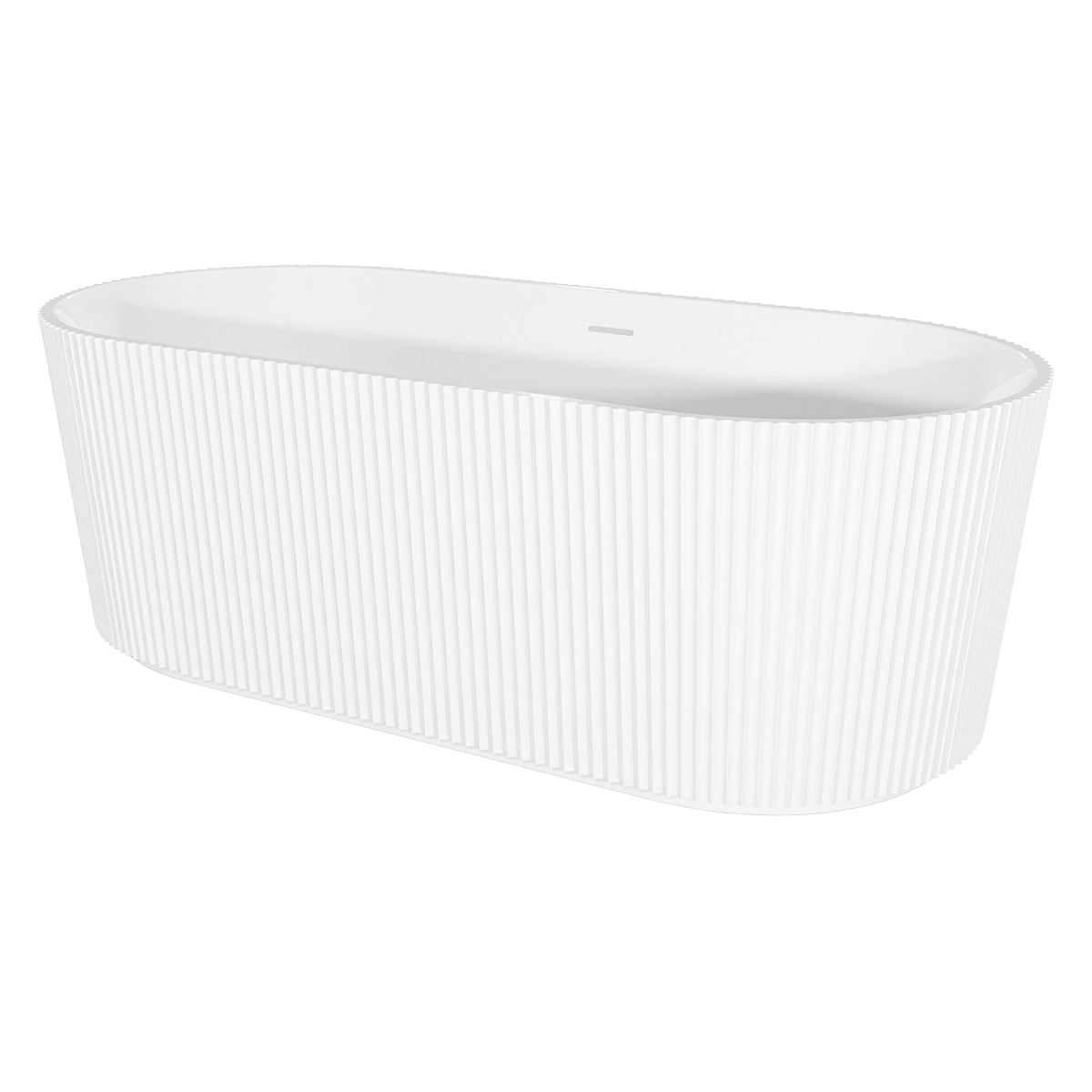 Double-Ended Fluted Design Bath with Slim Rim 168cm – Gloss White DH420