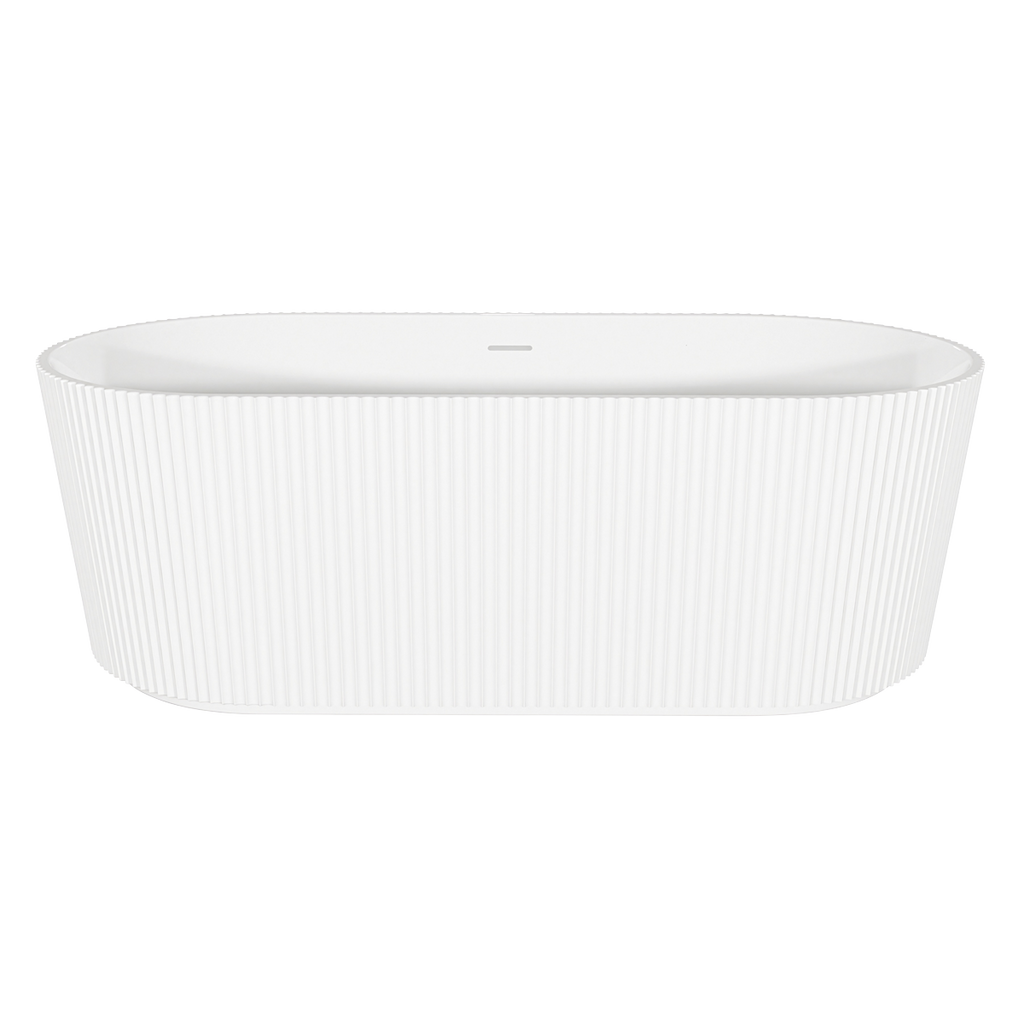 Double-Ended Fluted Design Bath with Slim Rim 168cm – Gloss White DH420