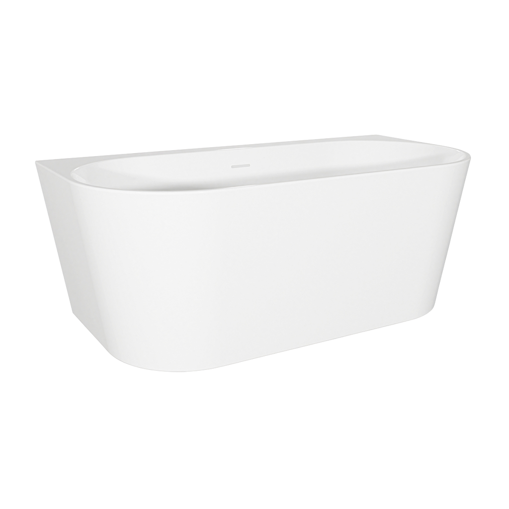 Back-to-Wall Slim Rim Bath with Overflow System 150cm – Gloss White DH421