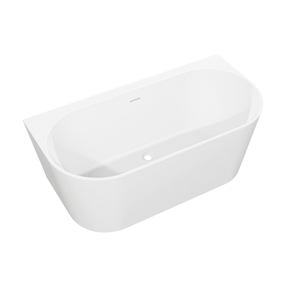 Back-to-Wall Slim Rim Bath with Overflow System 150cm – Gloss White DH421