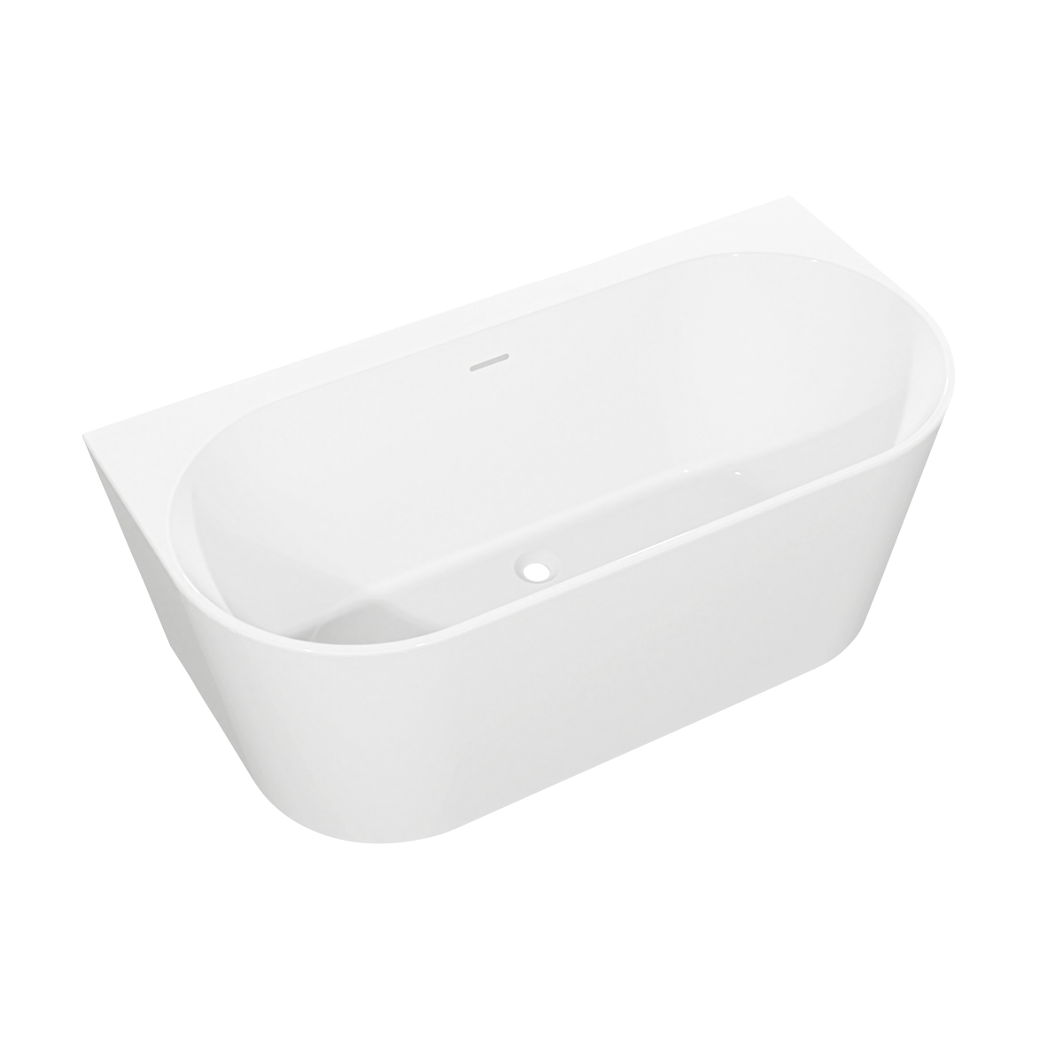 Back-to-Wall Slim Rim Bath with Overflow System 150cm – Gloss White DH421