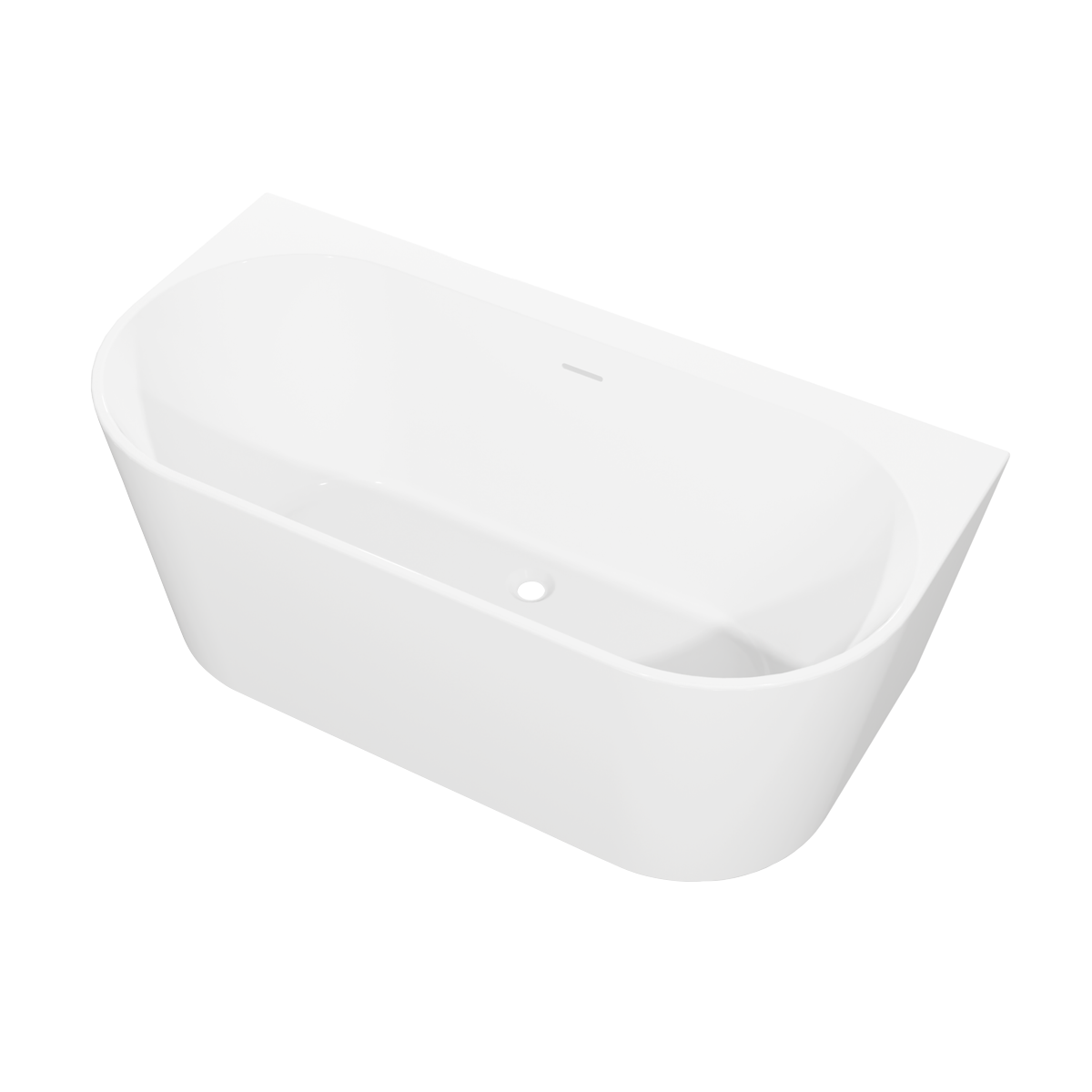 Back-to-Wall Slim Rim Bath with Overflow System 150cm – Gloss White DH421