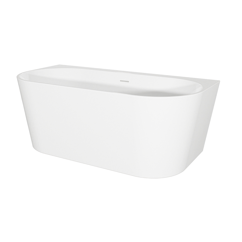 Back-to-Wall Slim Rim Bath with Overflow System 150cm – Gloss White DH421