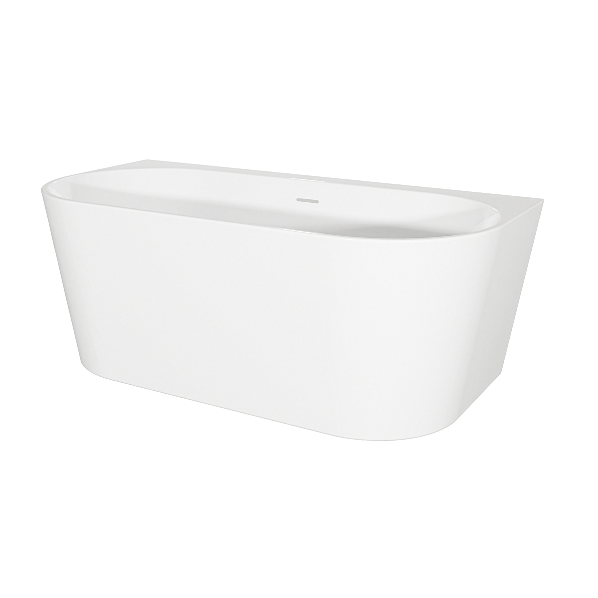 Back-to-Wall Slim Rim Bath with Overflow System 150cm – Gloss White DH421