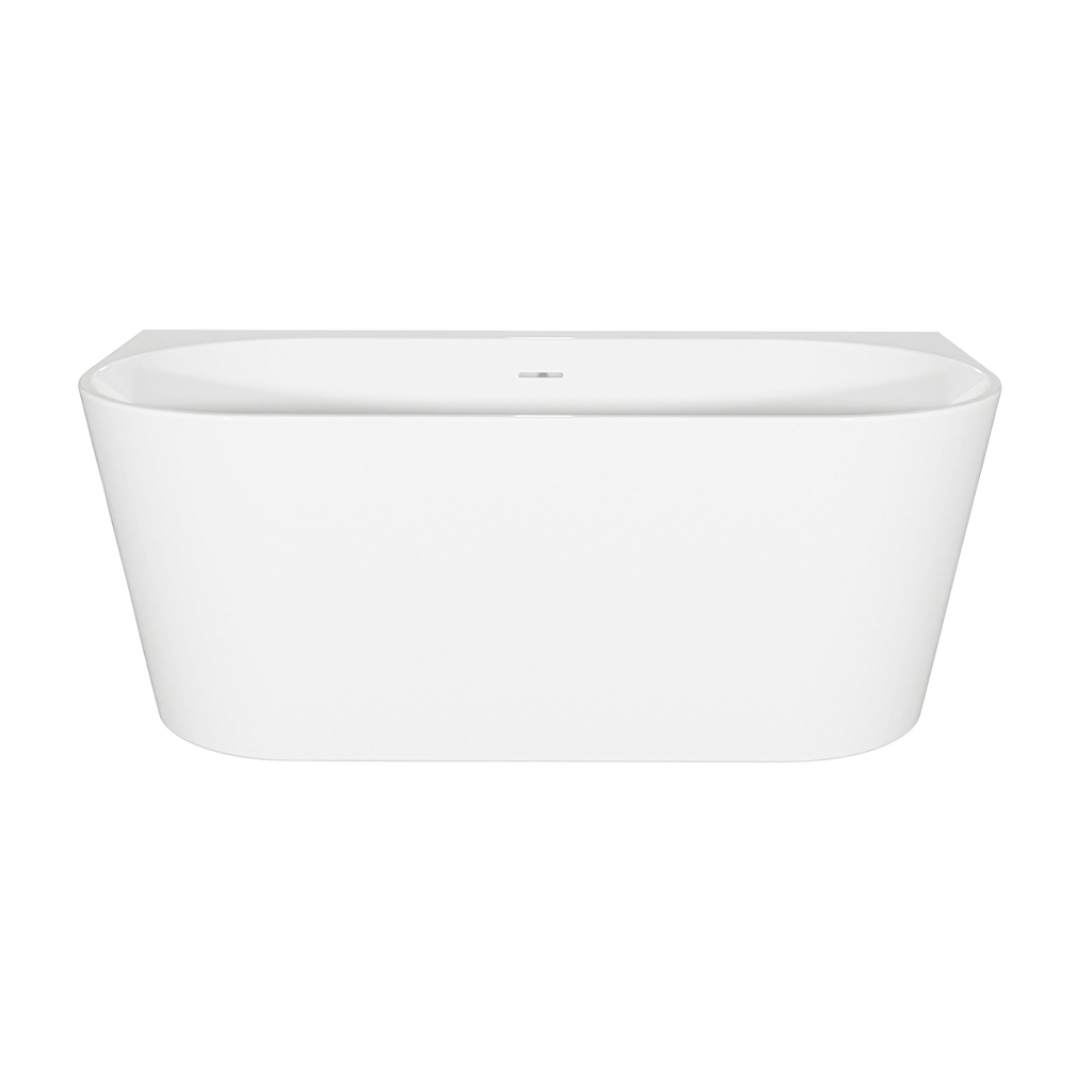 Back-to-Wall Slim Rim Bath with Overflow System 150cm – Gloss White DH421