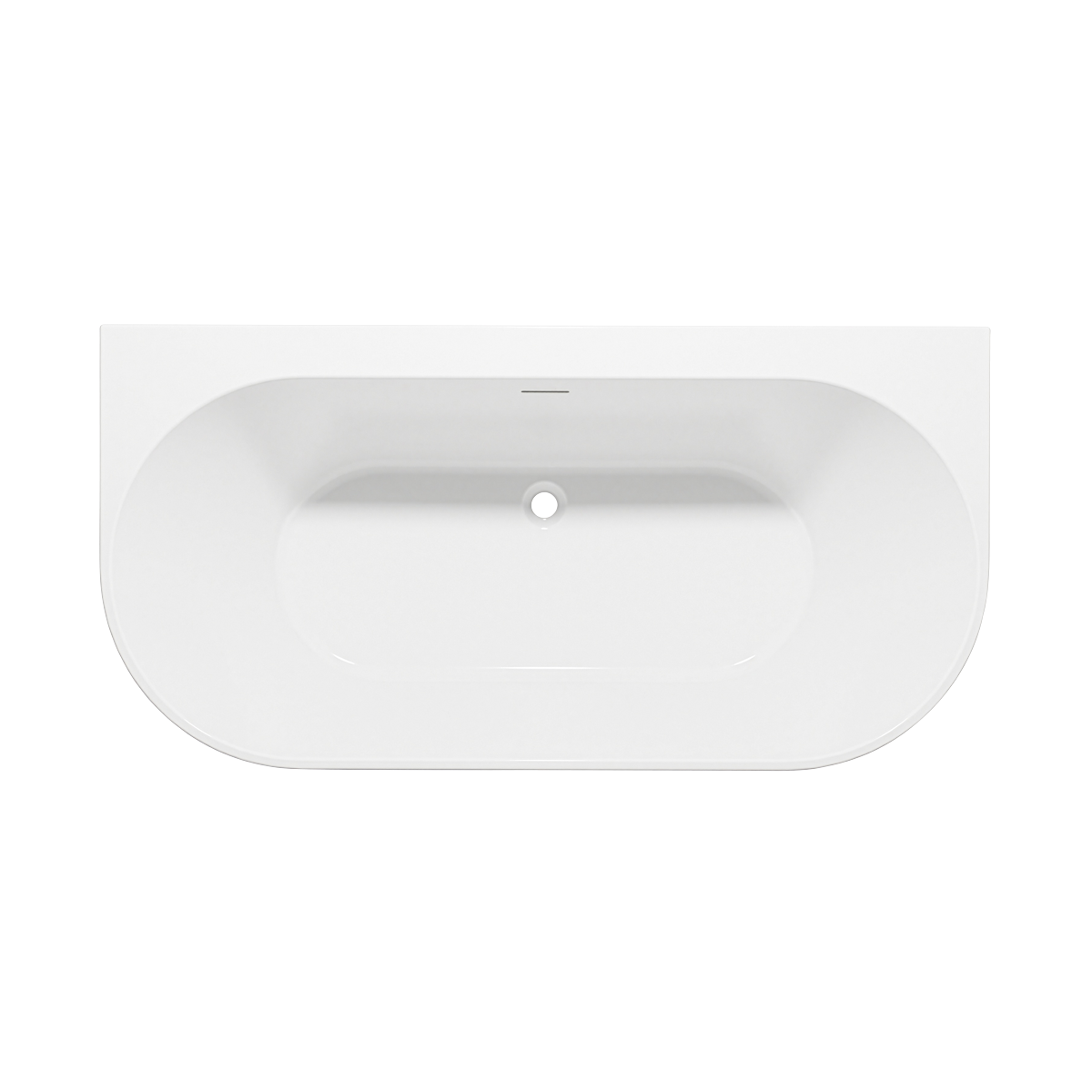 Back-to-Wall Slim Rim Bath with Overflow System 150cm – Gloss White DH421