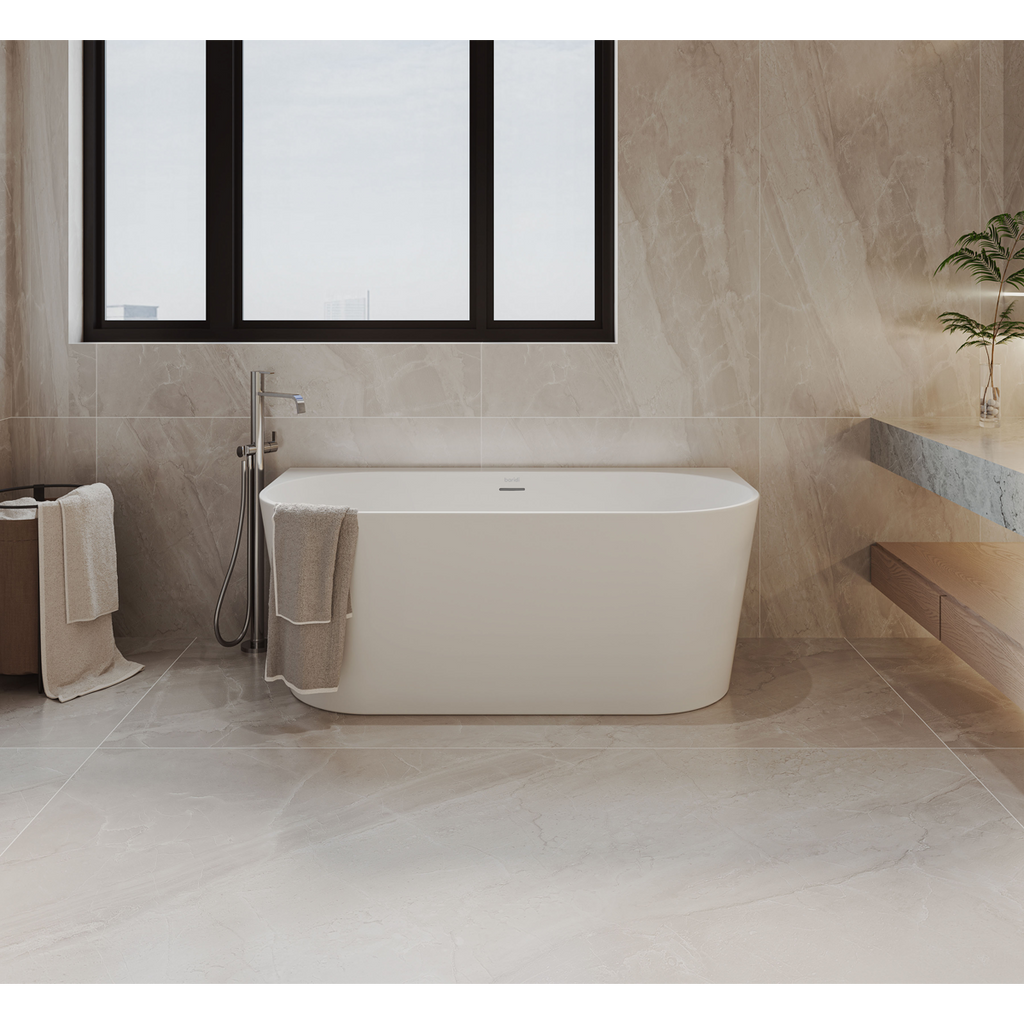 Back-to-Wall Slim Rim Bath with Overflow System 170cm – Gloss White DH422