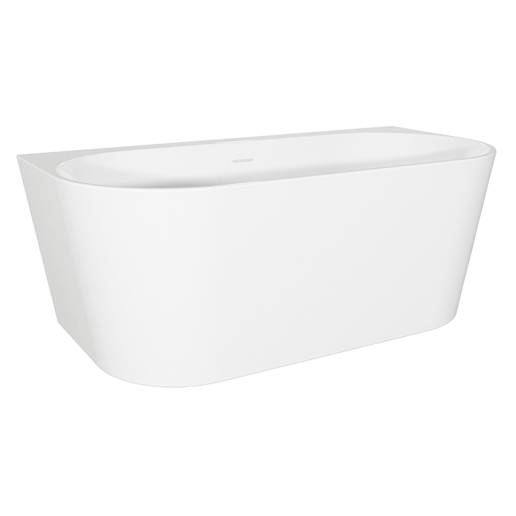 Back-to-Wall Slim Rim Bath with Overflow System 170cm – Gloss White DH422