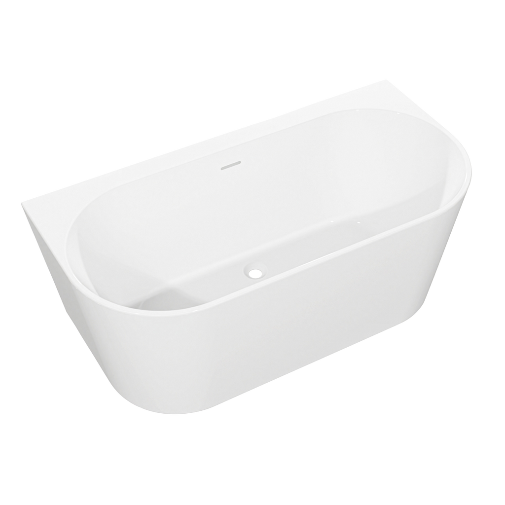Back-to-Wall Slim Rim Bath with Overflow System 170cm – Gloss White DH422