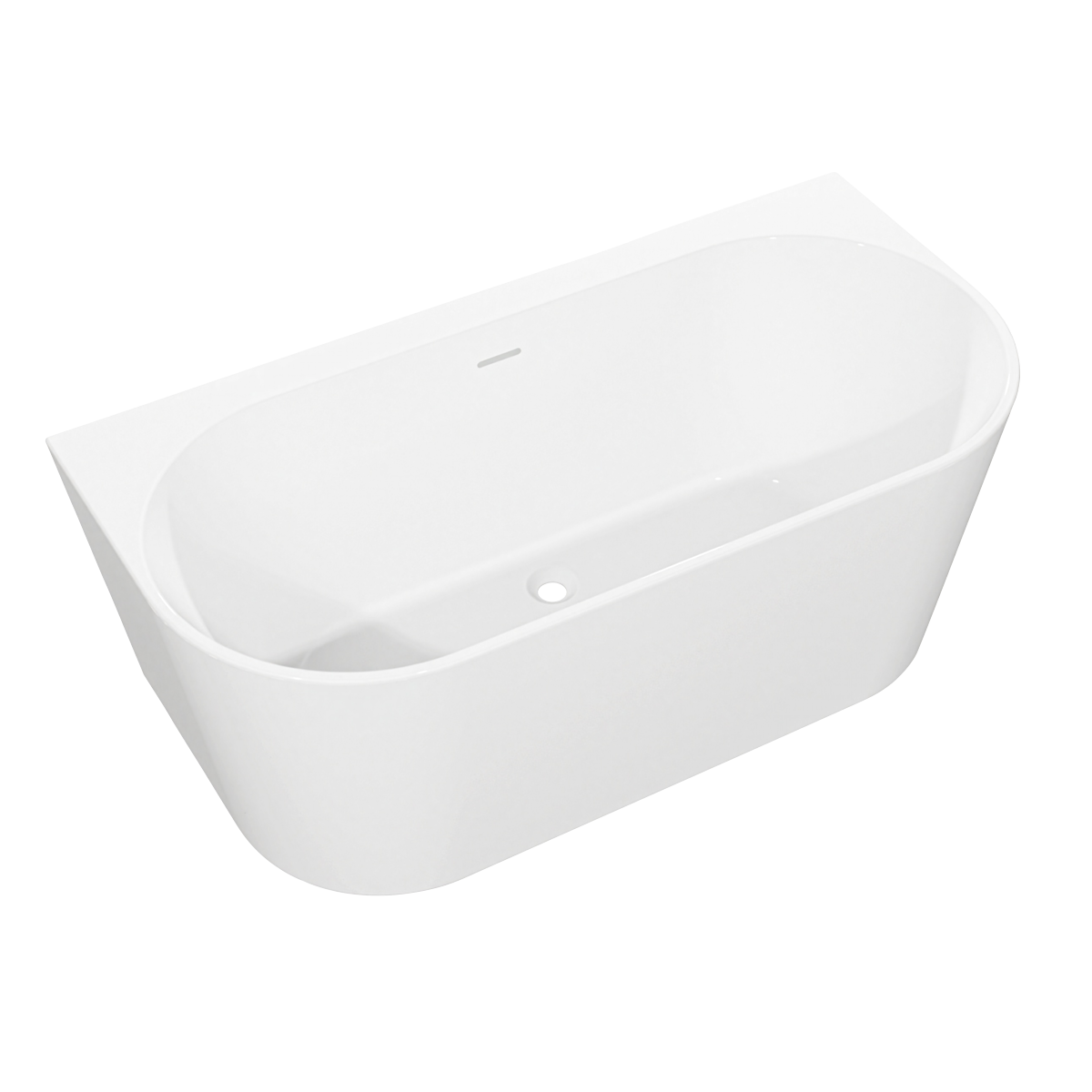 Back-to-Wall Slim Rim Bath with Overflow System 170cm – Gloss White DH422