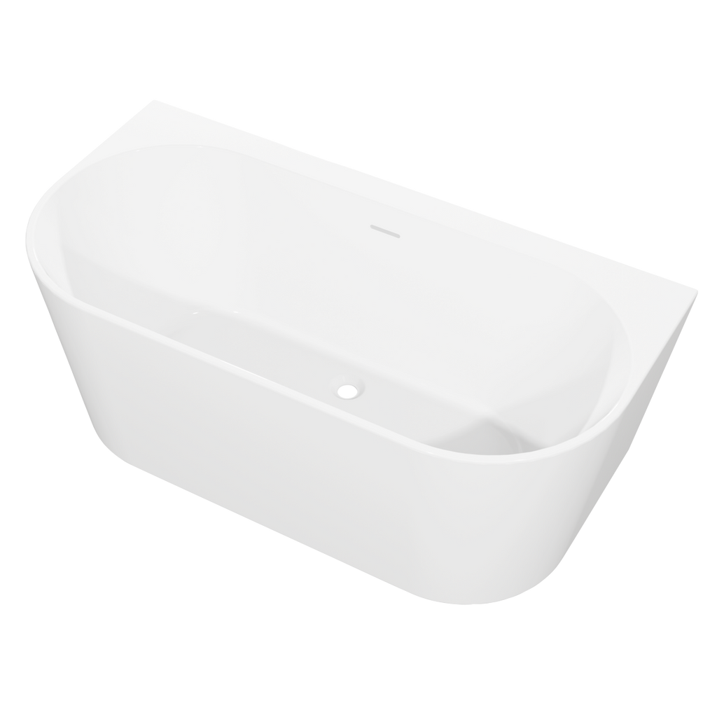 Back-to-Wall Slim Rim Bath with Overflow System 170cm – Gloss White DH422