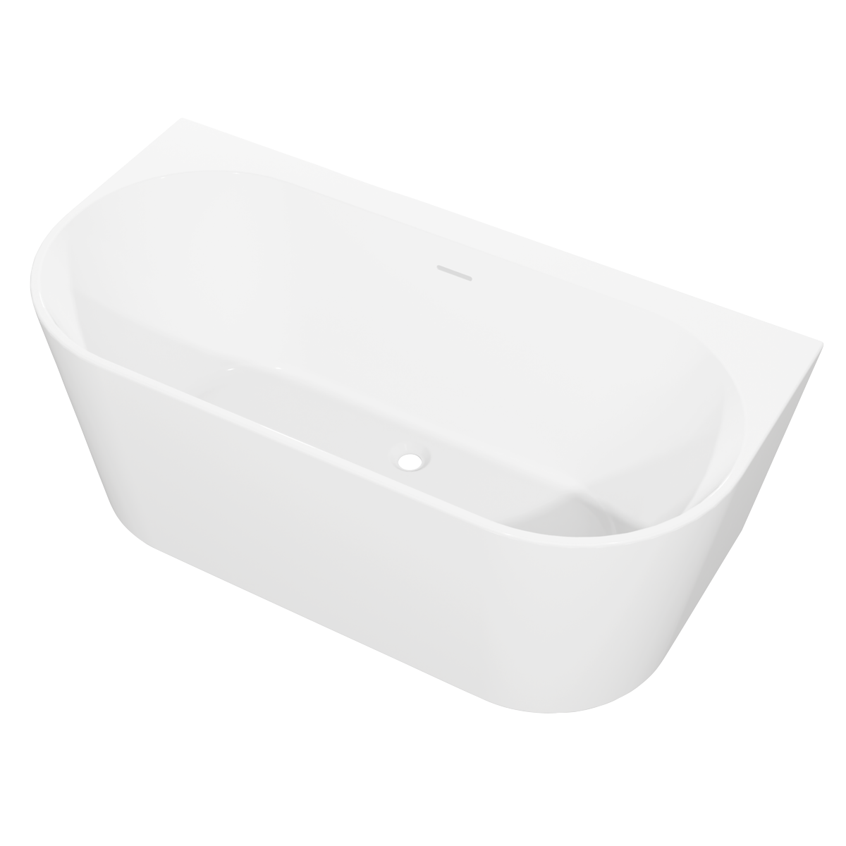 Back-to-Wall Slim Rim Bath with Overflow System 170cm – Gloss White DH422
