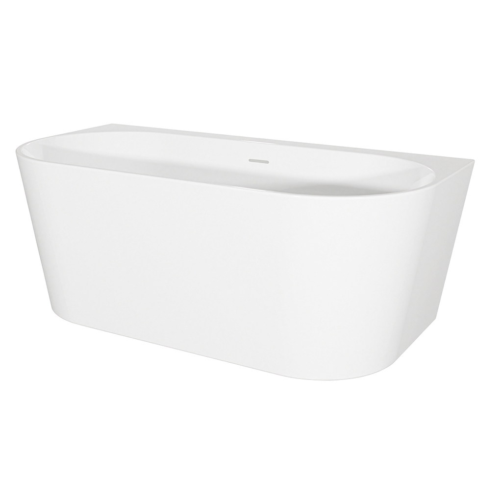Back-to-Wall Slim Rim Bath with Overflow System 170cm – Gloss White DH422