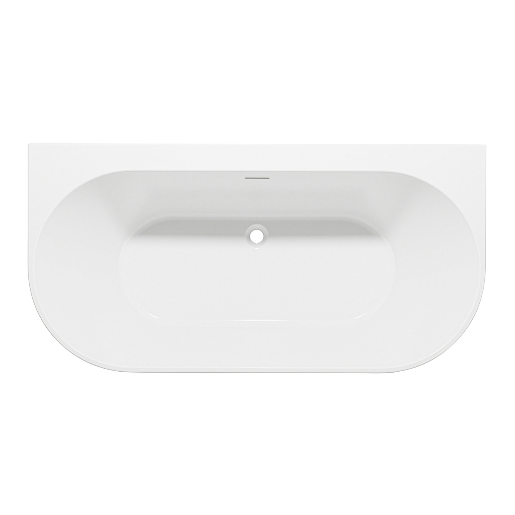 Back-to-Wall Slim Rim Bath with Overflow System 170cm – Gloss White DH422