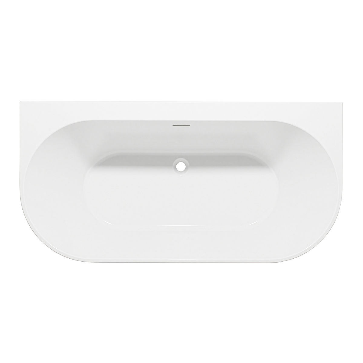 Back-to-Wall Slim Rim Bath with Overflow System 170cm – Gloss White DH422