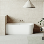 Left-Hand Corner Slim Rim Bath with Overflow System 150cm – Gloss White DH423