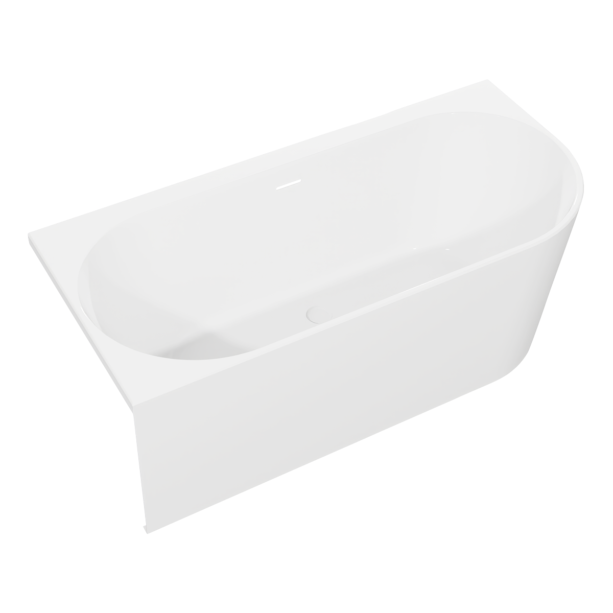Left-Hand Corner Slim Rim Bath with Overflow System 160cm – Gloss White DH424