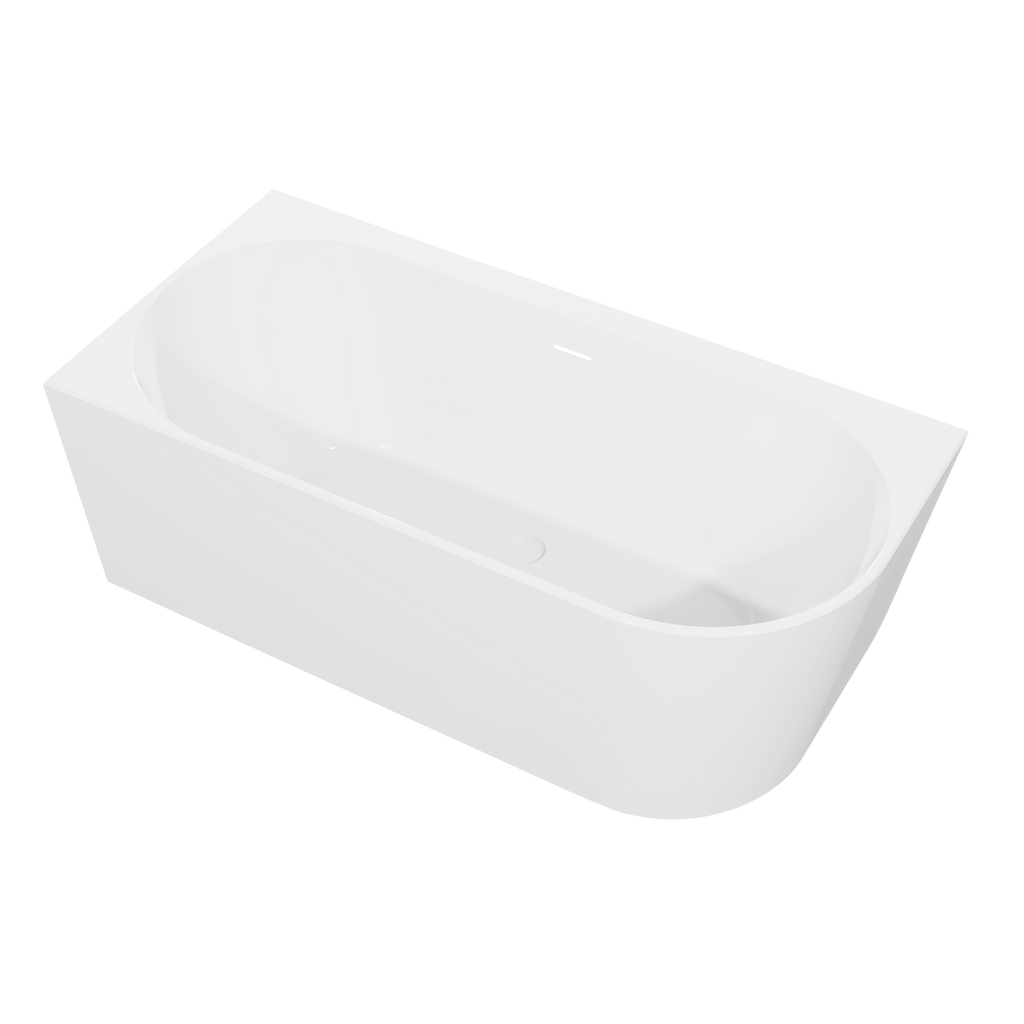 Left-Hand Corner Slim Rim Bath with Overflow System 160cm – Gloss White DH424