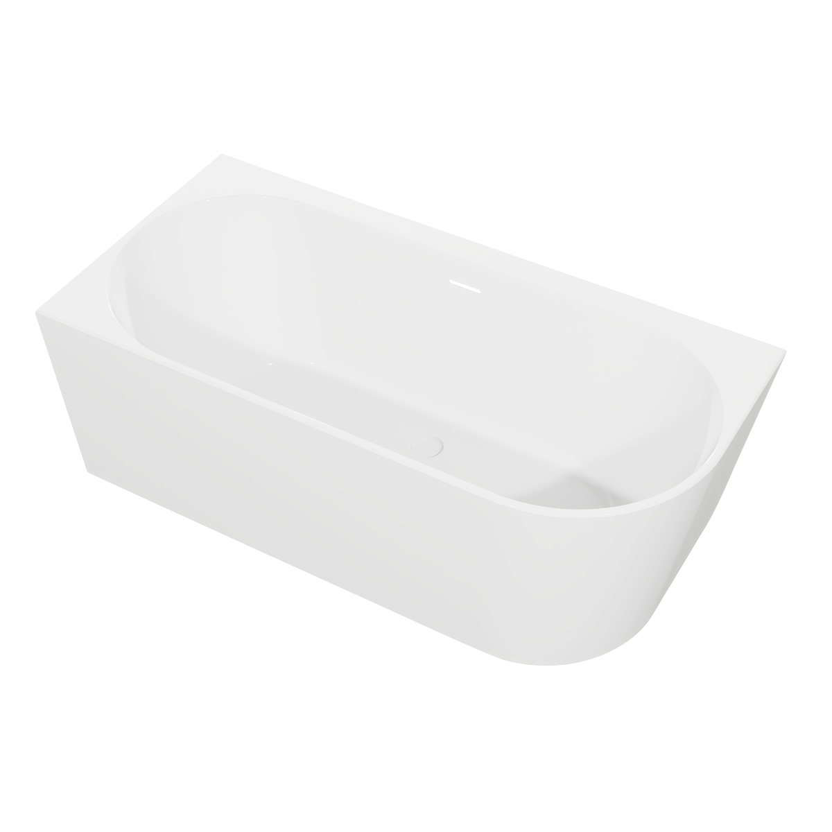Left-Hand Corner Slim Rim Bath with Overflow System 160cm – Gloss White DH424