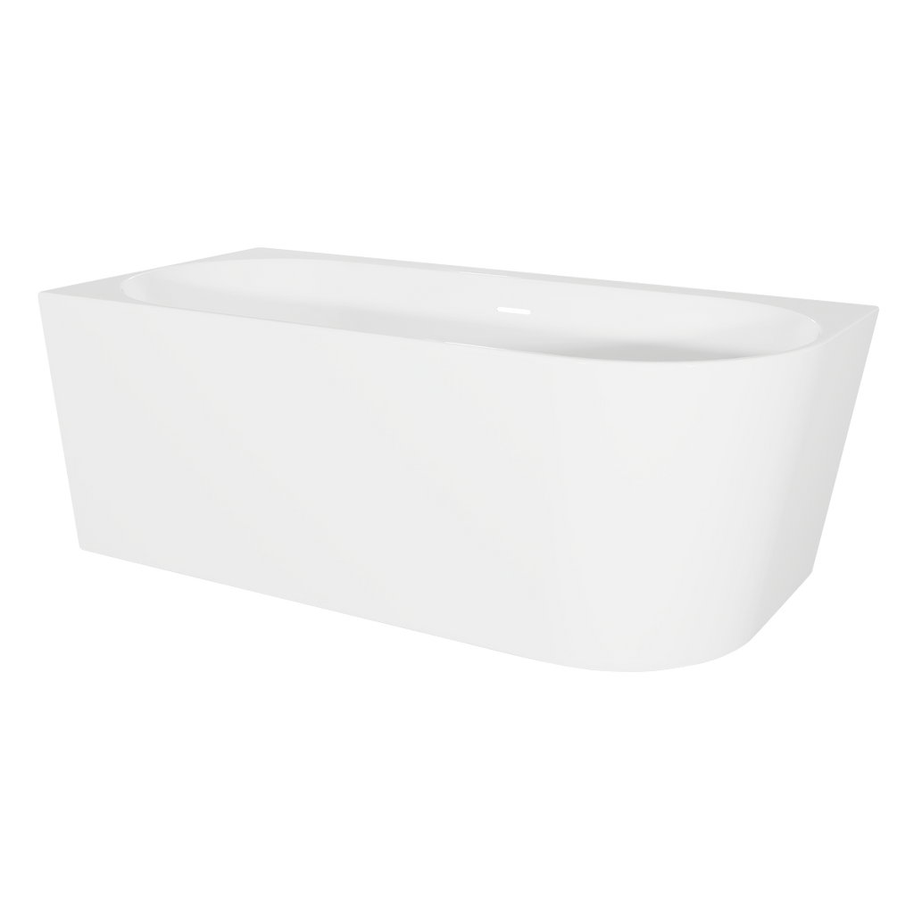 Left-Hand Corner Slim Rim Bath with Overflow System 160cm – Gloss White DH424