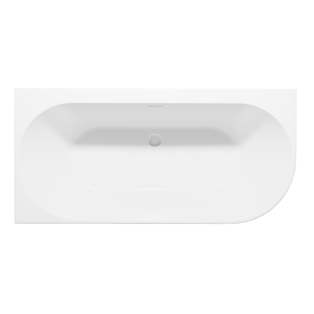 Left-Hand Corner Slim Rim Bath with Overflow System 160cm – Gloss White DH424