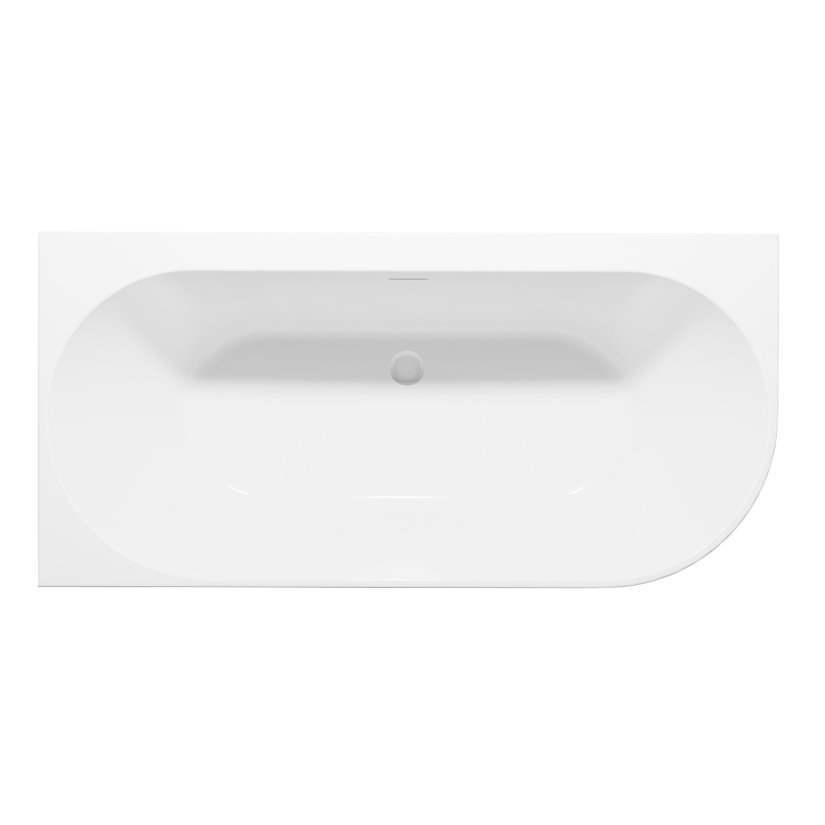 Left-Hand Corner Slim Rim Bath with Overflow System 160cm – Gloss White DH424