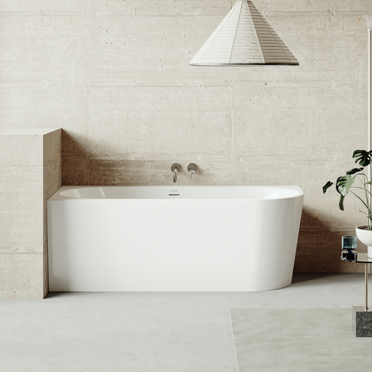 Left-Hand Corner Slim Rim Bath with Overflow System 170cm – Gloss White DH425