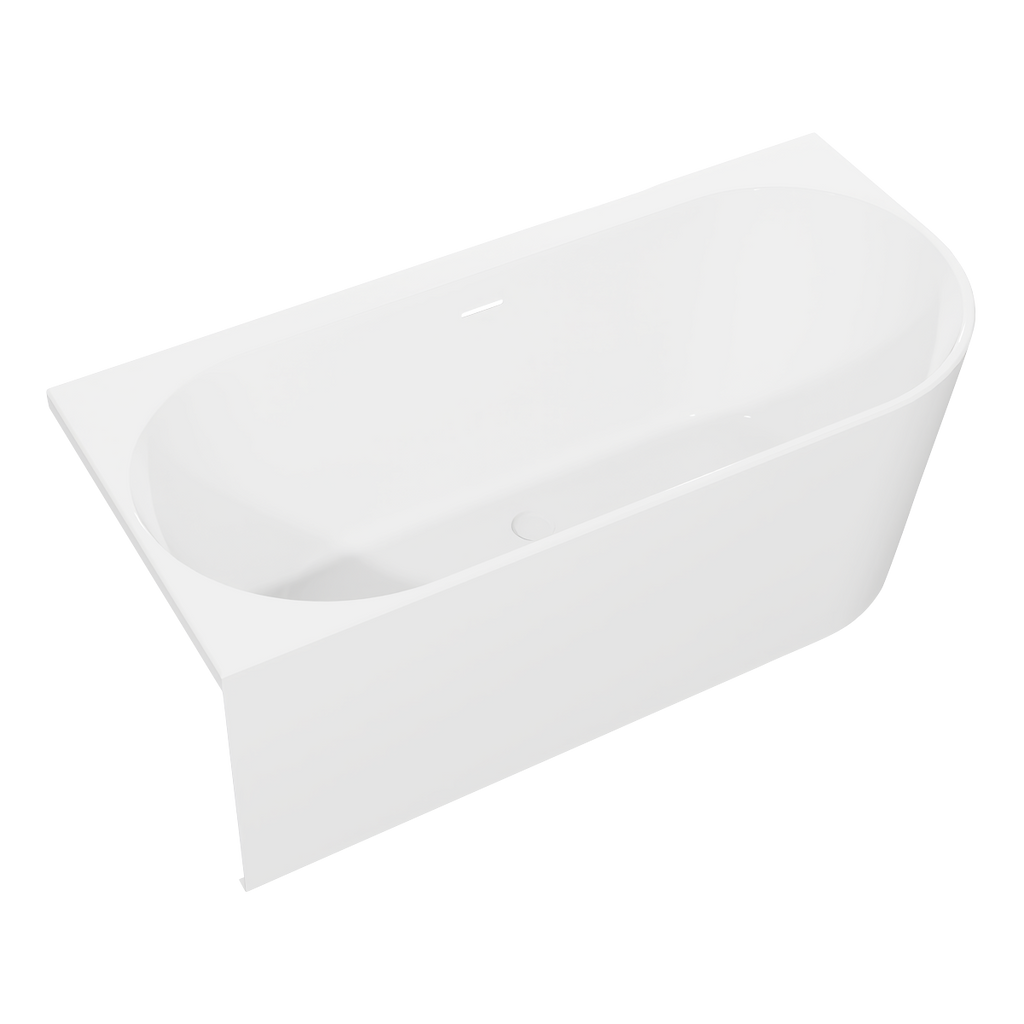 Left-Hand Corner Slim Rim Bath with Overflow System 170cm – Gloss White DH425