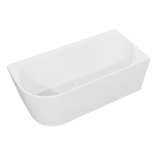 Right-Hand Corner Slim Rim Bath with Overflow System 150cm – Gloss White DH426