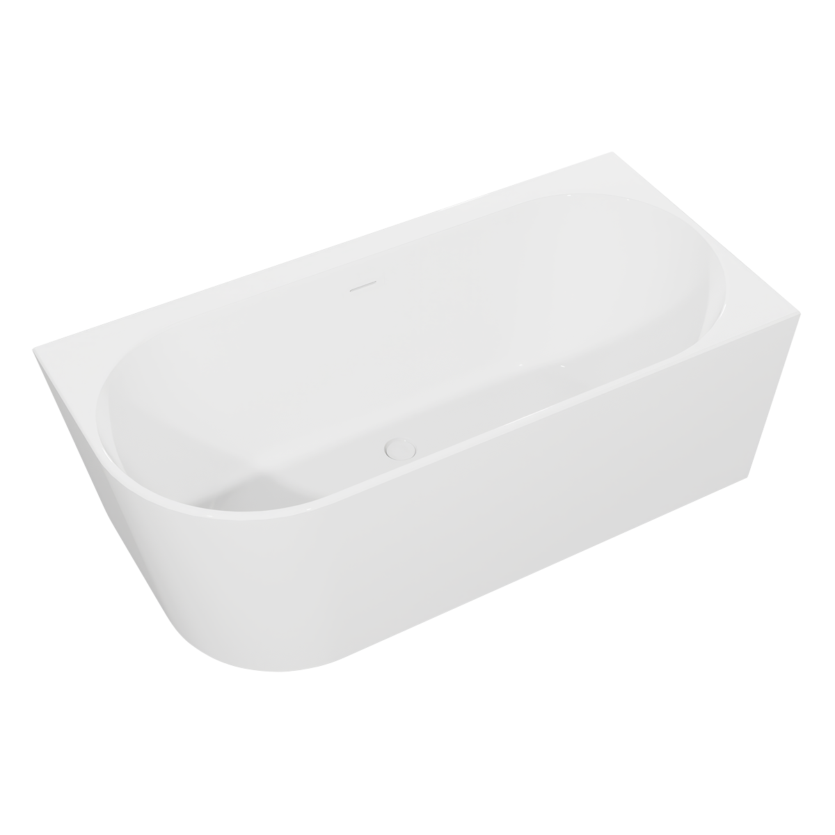 Right-Hand Corner Slim Rim Bath with Overflow System 150cm – Gloss White DH426