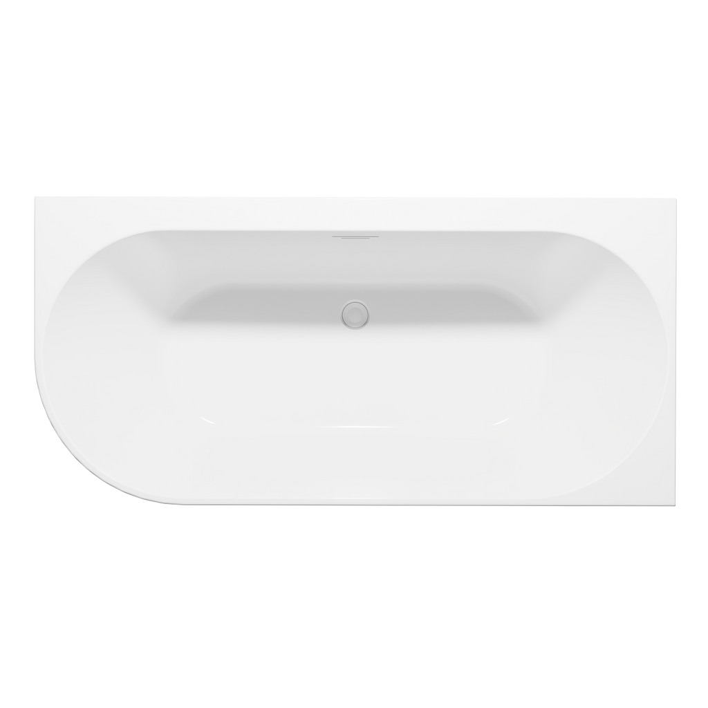 Right-Hand Corner Slim Rim Bath with Overflow System 150cm – Gloss White DH426