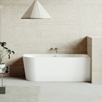 Right-Hand Corner Slim Rim Bath with Overflow System 160cm – Gloss White DH427
