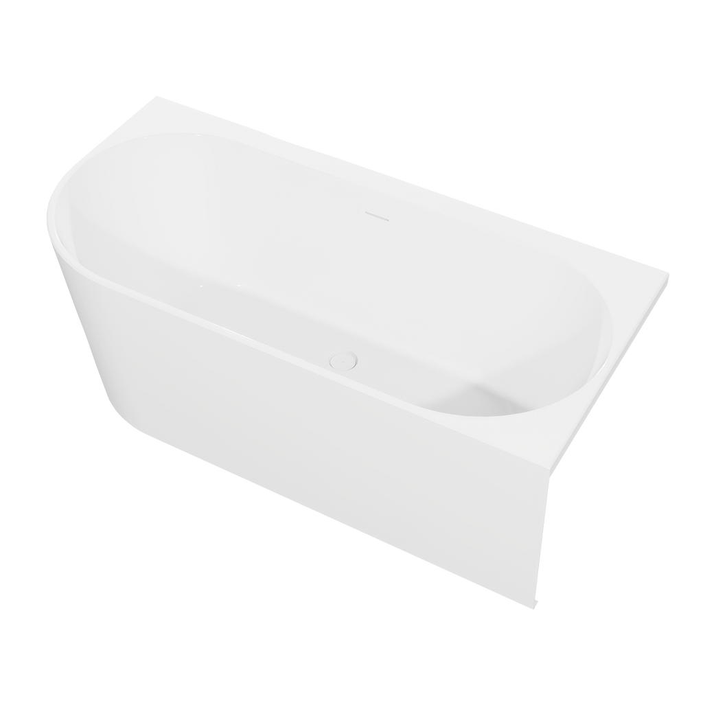 Right-Hand Corner Slim Rim Bath with Overflow System 160cm – Gloss White DH427