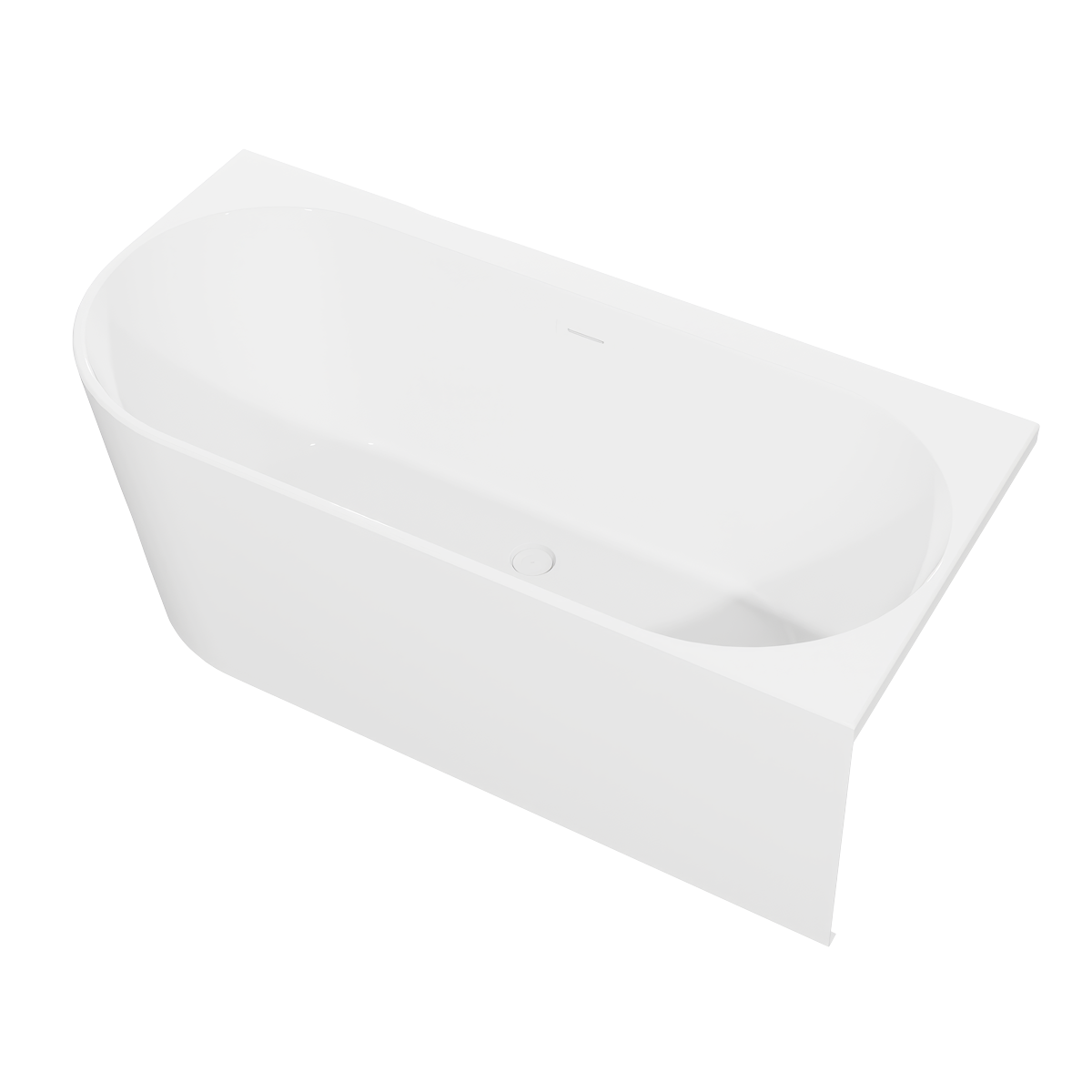 Right-Hand Corner Slim Rim Bath with Overflow System 160cm – Gloss White DH427